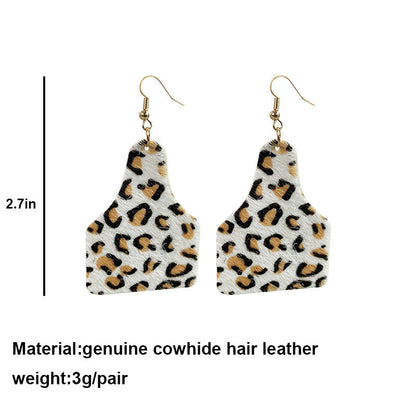 *RTS*  Cow Tag Leather Earrings