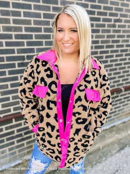 RTS: Leopard MOMMY AND ME Sherpa shacket-