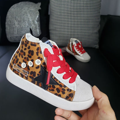 rts: High Top Star Sparkle and Leopard Tennis Shoe (high quality)-