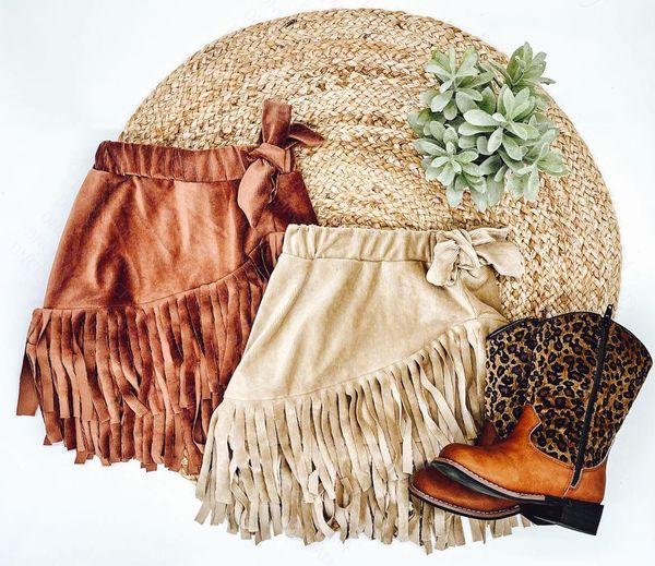 RTS: Soft Corduroy Tassel Skirt-