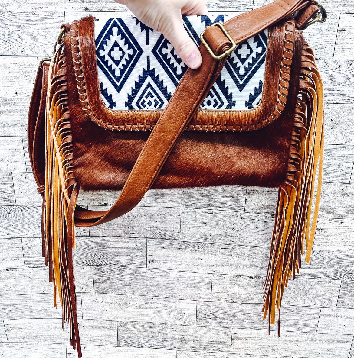 RTS: Genuine Leather and Cowhide Purse-