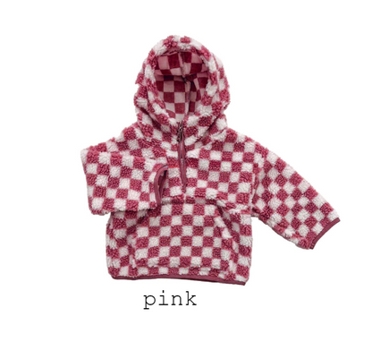 RTS: Checker Teddy Bear Half Zip-