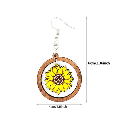 *RTS* Wooden Sunflower Earrings