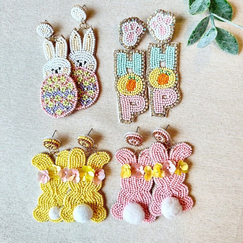 RTS Easter Hand Beaded Earrings