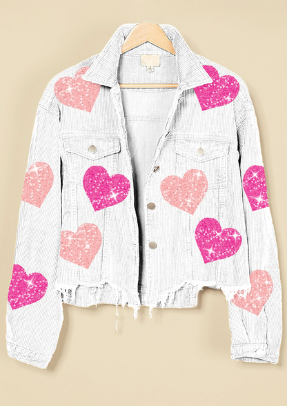 rts: Sequin Heart Corduroy Shacket*