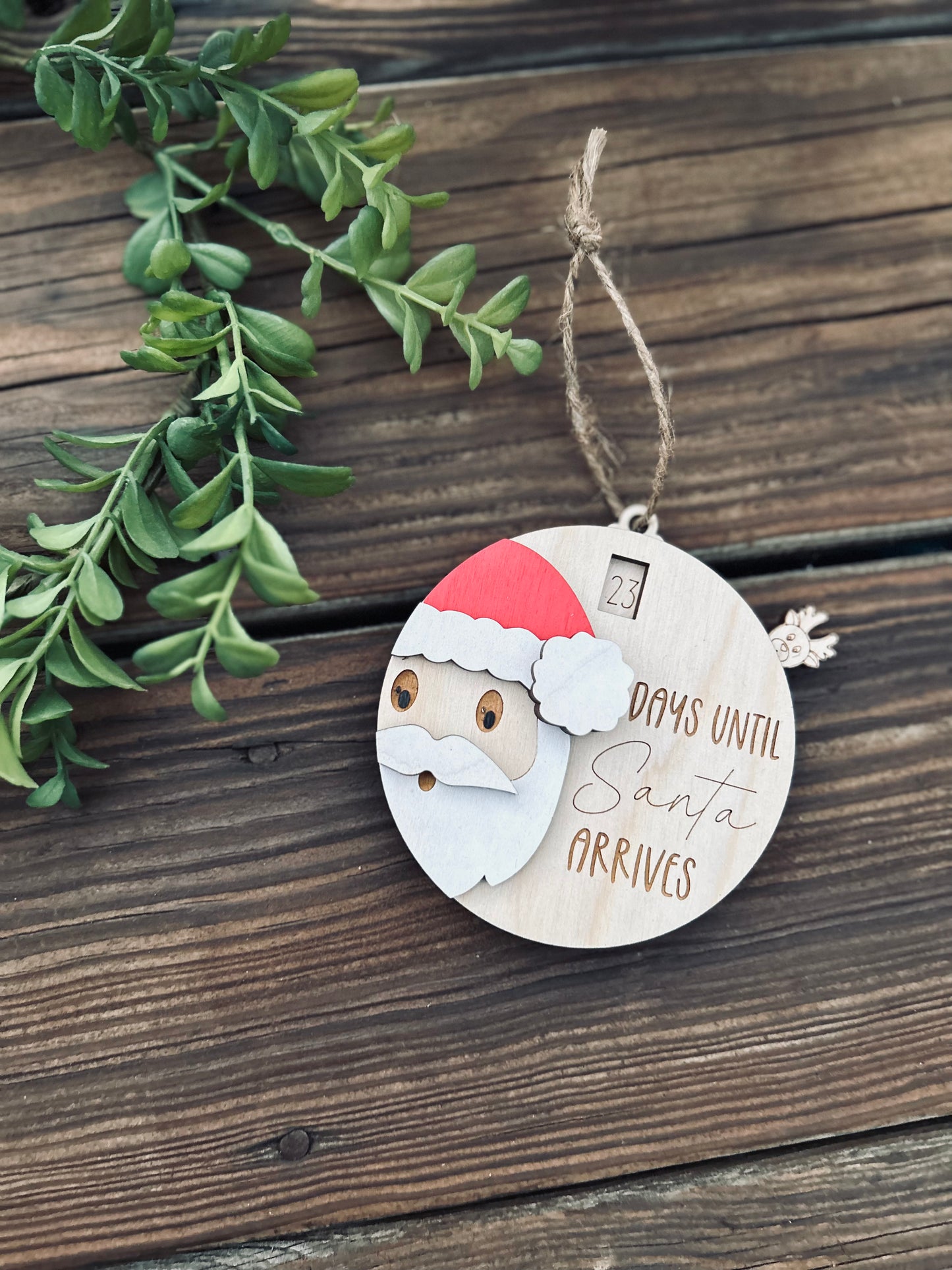 Santa countdown ornament