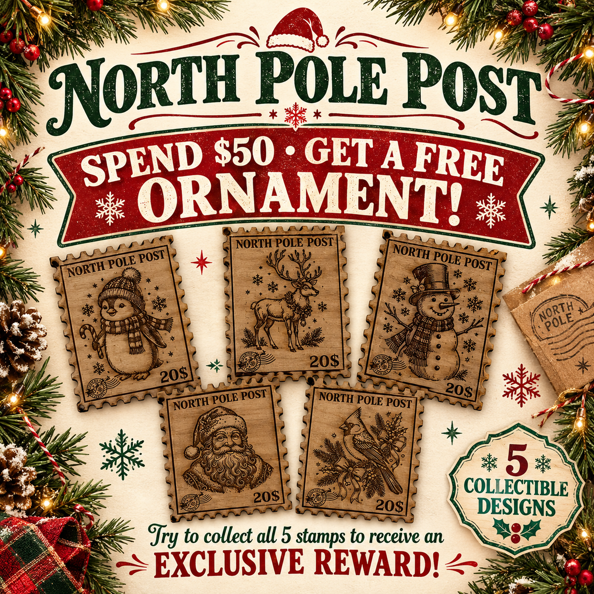 North Pole Post Ornaments