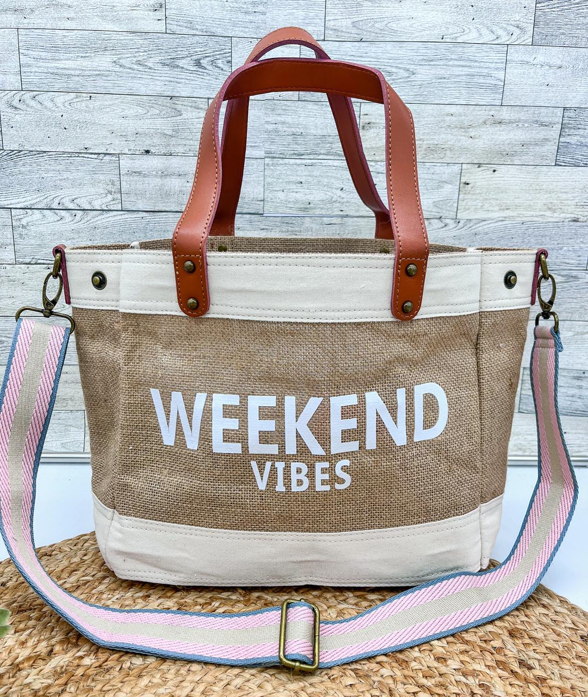 RTS Forever3am Jute and Vegan Leather Standing Tote