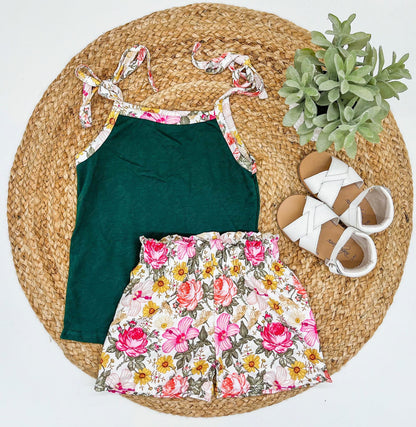 RTS floral bag shorts and tie tank-