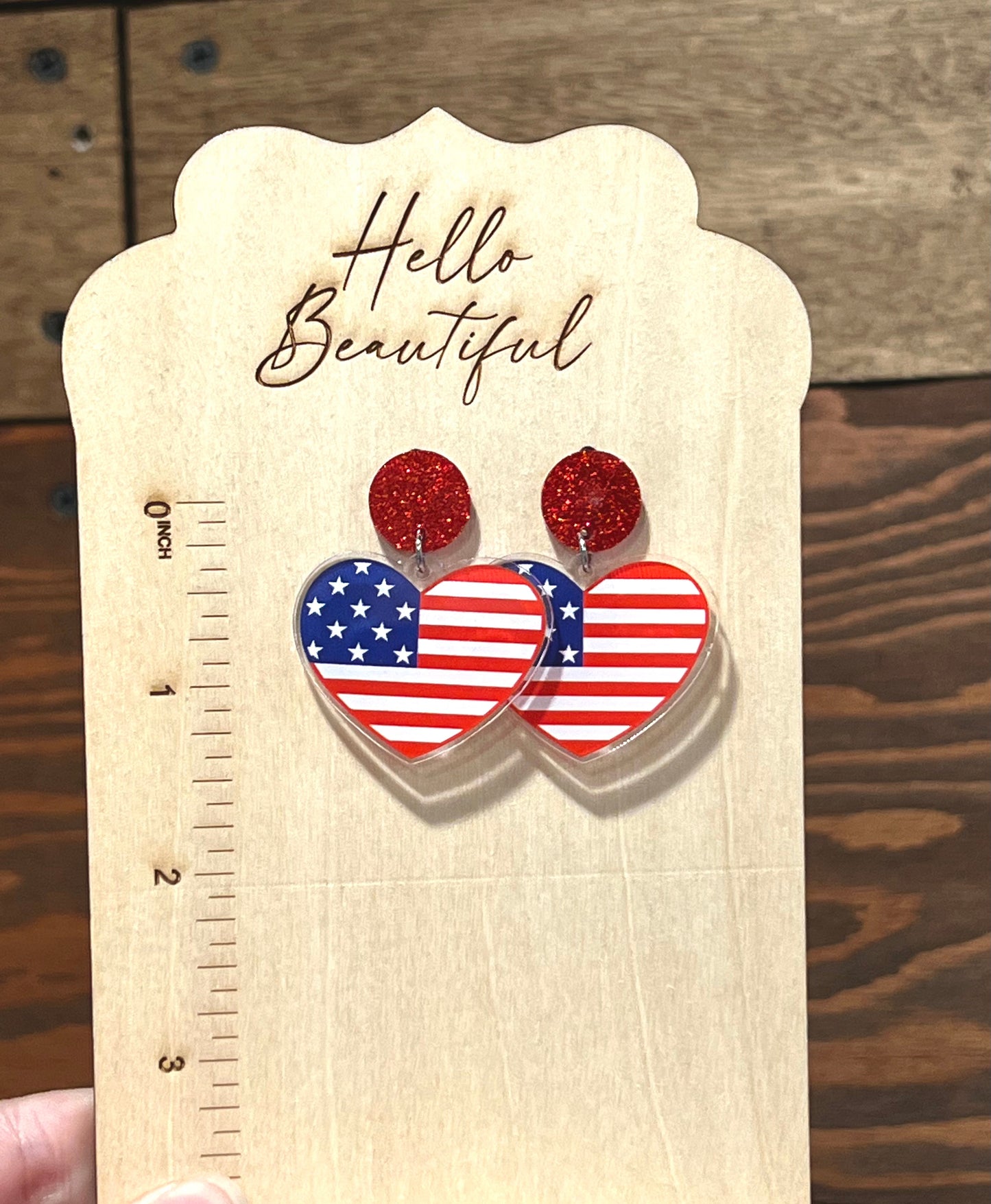 *RTS* Flag Hearts Drop Studs