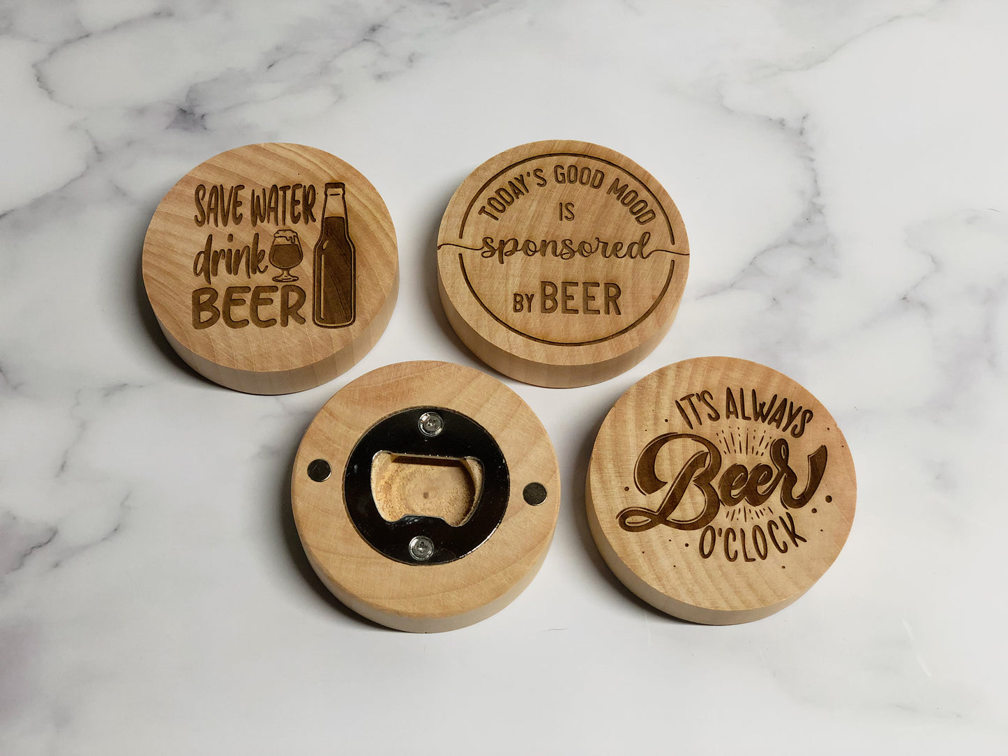 Wood magnetic bottle opener