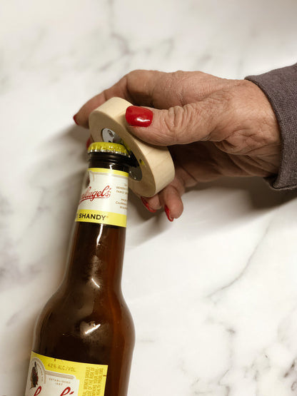 Wood magnetic bottle opener